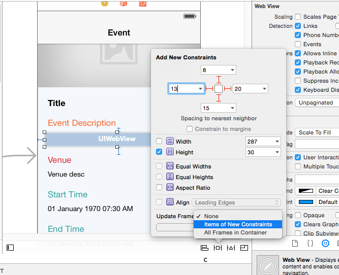 Add constraint to UIWebView