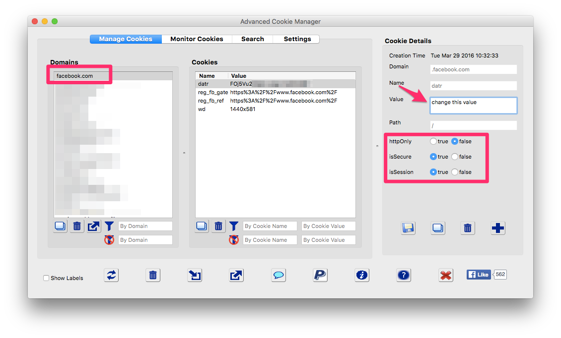 Firefox plugin: Advanced cookie manager