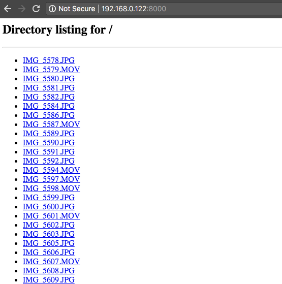 List of current directory
